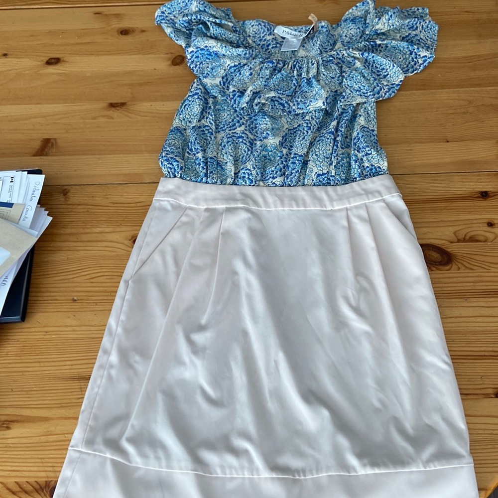 Paul & Joe Paris silk dress with blue floral pattern